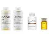 Zestaw produktów Olaplex: szampon, odżywka, krem wygładzający i olejek. Dowiedz się, olaplex co to za marka i jak działa.