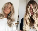 Dwie kobiety z falowanymi, blond włosami do ramion. Jedna ma jaśniejsze pasemka, druga ciemniejsze.
