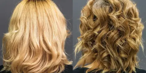 Przed i po: jak przyciemnić za bardzo rozjaśnione włosy. Zobacz metamorfozę od jasnego blondu do ciepłego, karmelowego odcienia.