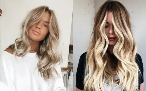 Dwie kobiety z falowanymi, blond włosami do ramion. Jedna ma jaśniejsze pasemka, druga ciemniejsze.