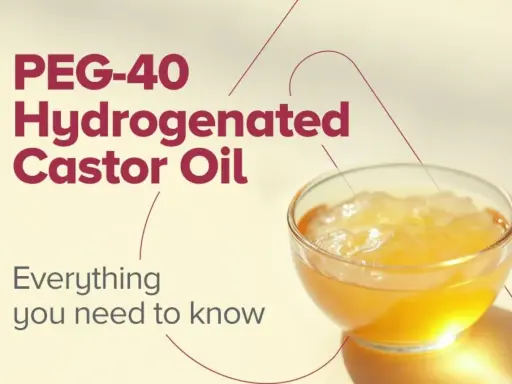 Szklana miseczka z żółtym żelem i napisem "PEG-40 Hydrogenated Castor Oil".