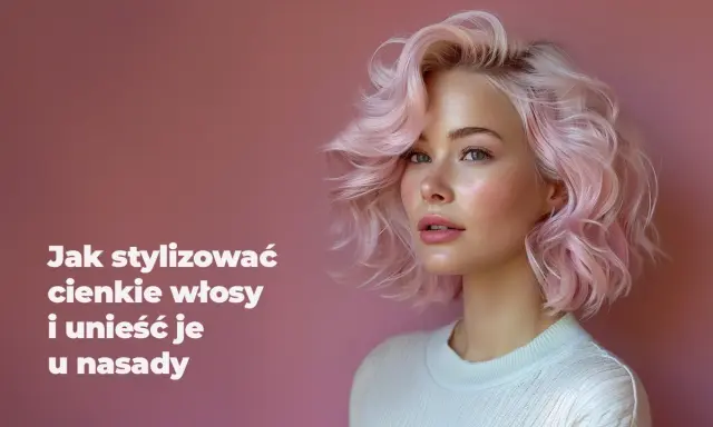 Kobieta z różowymi, puszystymi włosami. Użyj pianki unoszącej włosy u nasady, by uzyskać taki efekt.